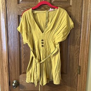 Pink Lily yellow romper